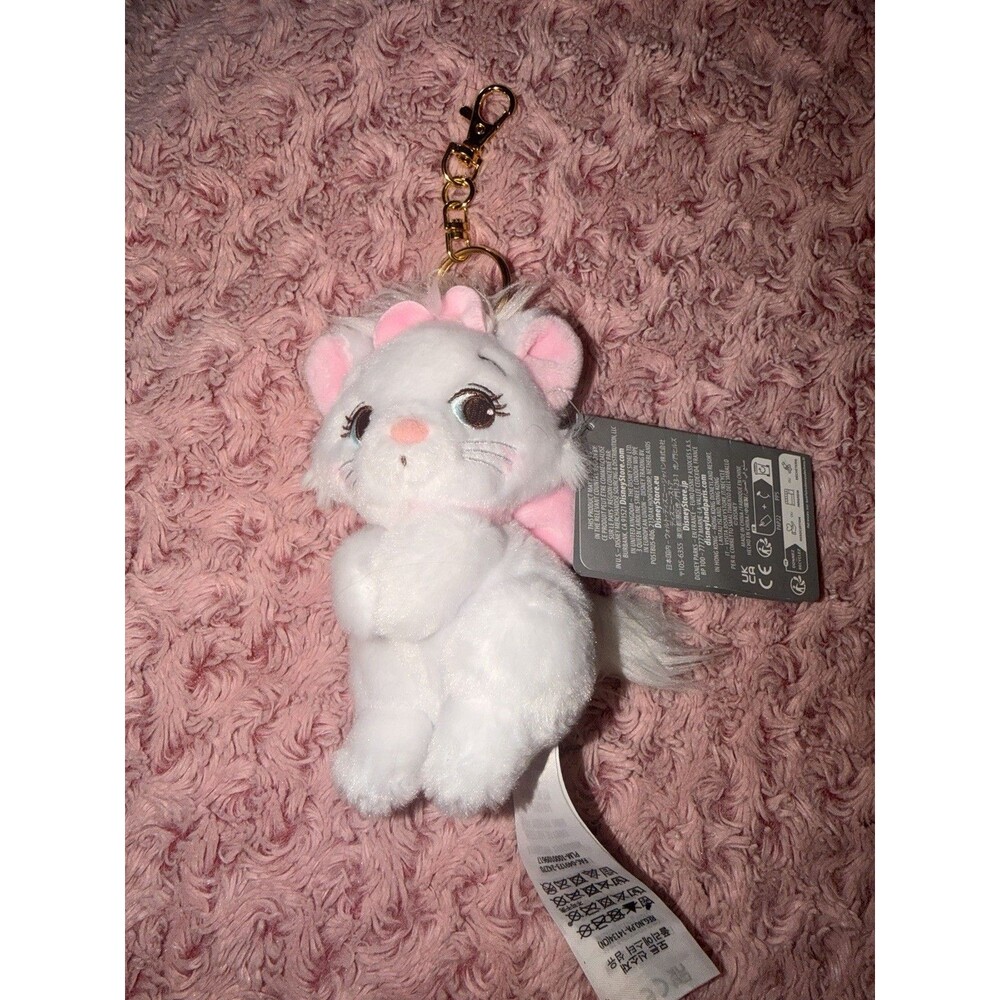 Disney Store Marie Plush Keychain Bag Charm Pink Bow bashful Aristocats Japan
